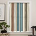 thumbnail image 4 of Teal Boho Stripes Semi Sheer Curtains Drapes for Living Room, Bedroom, French Doors Window 63 Inches Long, Modern Bohemia Brown Beige Texture Rod Pocket Chiffon Curtain Drapery Voile Draperies Panel, 4 of 6