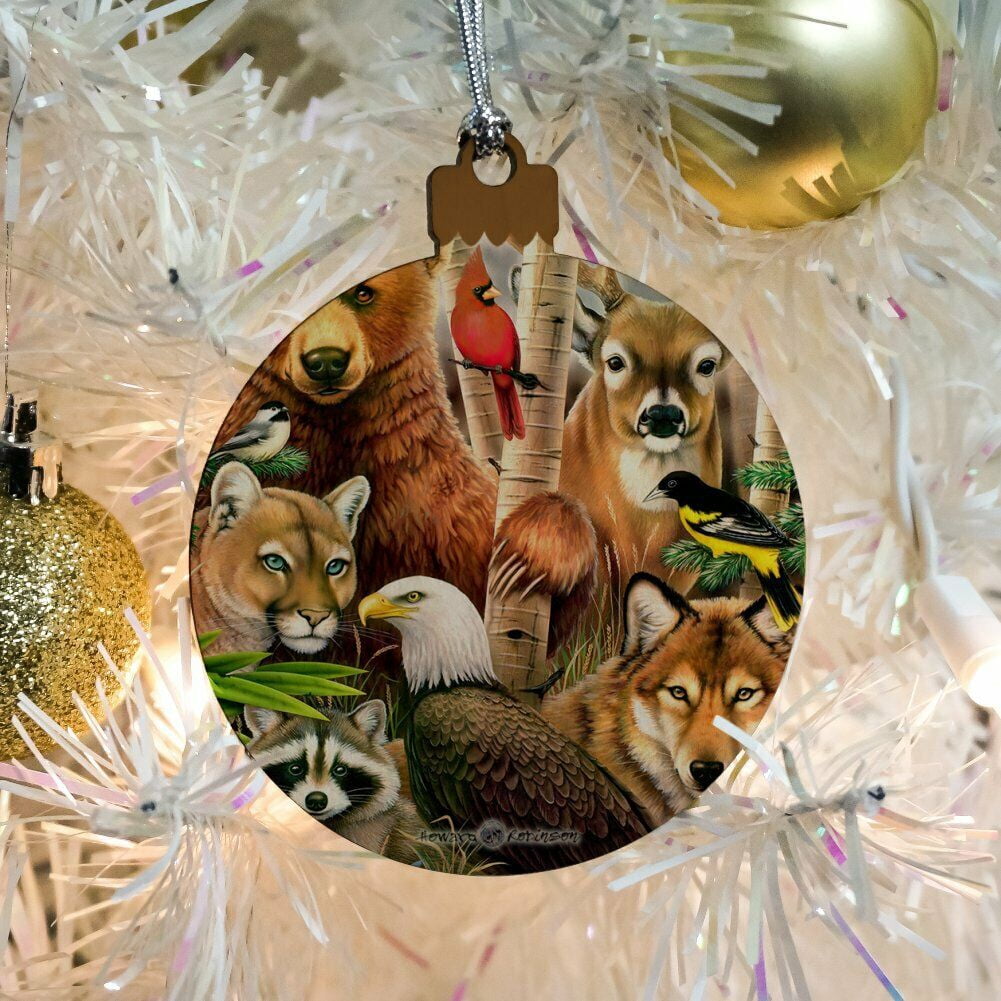 Bear Eagle Cougar Wolf Racoon Deer Animals Wood Christmas Tree Holiday Ornament Walmart Com Walmart Com