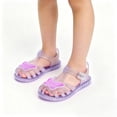 thumbnail image 5 of Kids Girls Purple Jelly Sandals Closed Toe Glitter Butterfly Adjustable Buckle PVC Summer Water Shoes,Size 12, 5 of 7