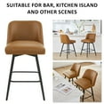 thumbnail image 4 of 360°Swivel Bar Stools Set of 2, Faux Leather Counter Height Modern Barstools with High Backs - 26" H Kitchen Stools, For Bar & Home,Contemporary Style, Brown, 4 of 8
