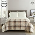 thumbnail image 5 of Dearfoams Beige Plaid Velvet Plush 7 Piece Quilt Bedding Set with Flannel Sheets, Queen, 5 of 7
