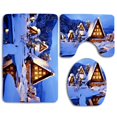 thumbnail image 1 of ABPHQTO Pueblo cubierto de nieve Juego de alfombras de baño de 3 piezas Alfombra de baño Alfombra de contorno y tapa de inodoro, 1 of 2