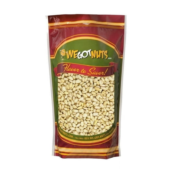 We Got Nuts Whole and Natural Pine Nuts, Raw, Kosher, 1 lb, Resealable Pouch