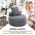thumbnail image 6 of Roromall Modern Chenille Accent Chair 32" Barrel Chair Leisure Round Sofa with Pillow for Living Room Bedroom Club Nursery Hotel Office Home, 6 of 9