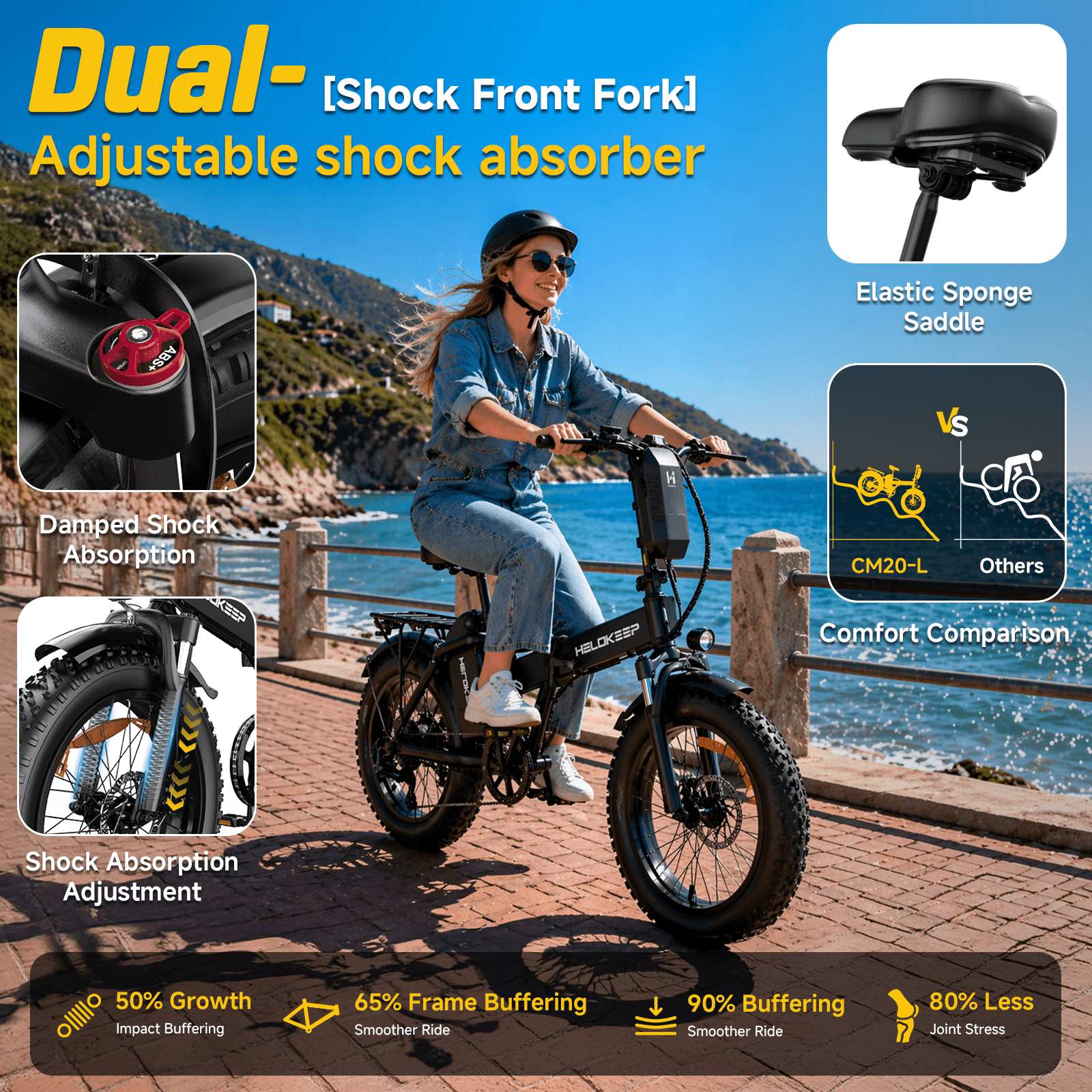 Folding Electric Mountain Bike for Adults, 750W/1500W Peak Motor, 48V 25Ah UL2849 Battery, 20"×4.0 Fat Tire, 7-Speed Off-Road E-Bike