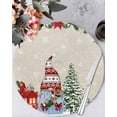 thumbnail image 2 of Christmas Round Placemats Set of 4 Xmas Tree Gnomes Place Mats Washable Woven Placemat Poinsettia Cardinal Bird Linen Circle Braided Table Mat for Kitchen Dining Table Party Home Decor 15 Inch, 2 of 8