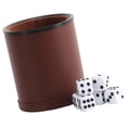 thumbnail image 3 of Vaso para dados de cuero sintético, superficie antideslizante, multifuncional, color rojo y marrón, para bares, fiestas nocturnas, clubes y familias., 3 of 8