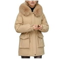 thumbnail image 2 of Homenesgenics Womens Wool Overcoat Winter Clothes for Women Fall and Winter Long Sleeved Warm Cotton Jacket Bread, 2 of 9