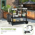 thumbnail image 4 of Topcobe 3 Tiers Foldable Outdoor Cart on 2 Wheels with Phone Holder, Cooking Space for Backyard, Patio and Parties-Black, 4 of 10