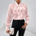 thumbnail image 2 of Womens Vintage Long Sleeve Ruffled Blouse Dressy Casual Button Down Work Office Shirt Basic Business Tops, 2 of 6