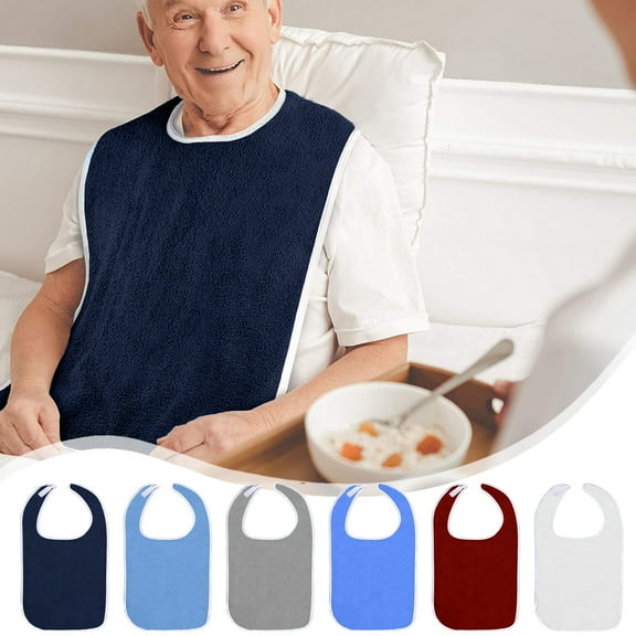 Oefntac Adult Bib Eating Cloth Protector Adjustable Washable Lightweight Large Area for Elderly Seniors Disabled Home