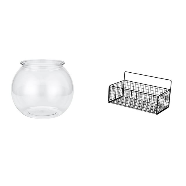 Acuario de escritorio,Pecera pequeña transparente,pecera,jarrón,mesa,Cesta de almacenamiento,Cesta organizadora de almacenamiento de cocina colgante de alambre,Organizador de pared para baño