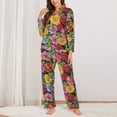 thumbnail image 2 of 2 Piece Womens Pajama Sets - Gorgeous Daisies Flowers Soft Sleepwear Comfy Pajamas Ladies Pj Lounge Sets with Pockets, Long Sleeve Button Shirt and Pajama Pants Pjs Sets for Women, 2 of 6