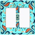 thumbnail image 6 of Metal Light Switch Plate Cover Orange Blue Flower Tile Pattern TIL003, 6 of 13