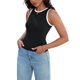 thumbnail image 4 of Camisetas sin mangas de verano de color bloque de canalé para mujer ATHLECHIC L Negro Blanco, 4 of 5