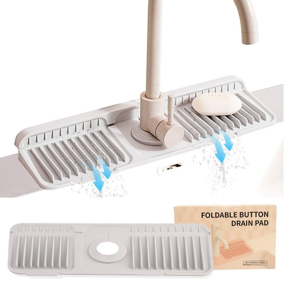 Silicone Faucet Draining Mat - Tidy Splash Guard for Kitchen Sink Accessories