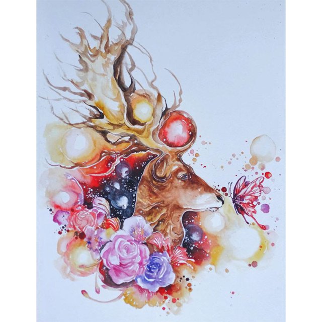 Pintura de diamante (DE5656) DIY Flor Elk Full Round Resin Rhinestone Mosaico Imagen 20X30cm FLhrweasw Nuevo