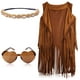 thumbnail image 1 of Conjunto de disfraz KINBOM de los años 60 y 70, hippie para mujer, chaleco con flecos, XXXL, 1 of 7