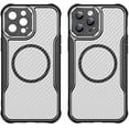 thumbnail image 3 of Case for iPhone 12 Pro,Full-Body Rugged Carbon Fibre Protective Clear Back Hybrid Magnetic with Wireless Charge Shockproof Protector Phone Case for iPhone 12 Pro,6.1 inch 2020 (Black), 3 of 17