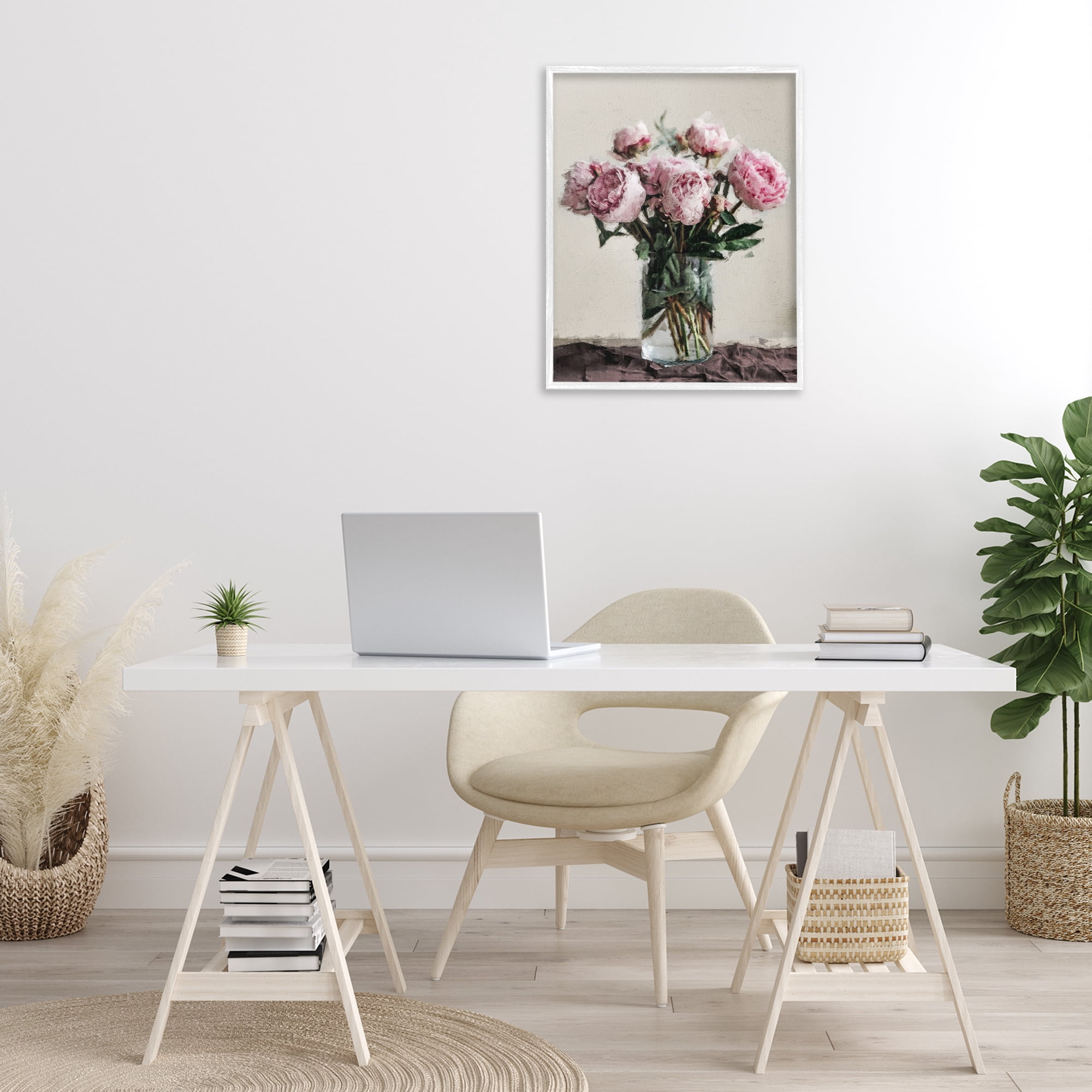 Stupell Industries Jar Of Roses Botanical & Floral Painting White Framed Art Print Wall Art, 24 x 30
