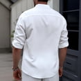 thumbnail image 4 of Dresfit Men's Henley Shirts Solid Button Down Business Tops Long Sleeve Loose Cotton Tennis T Shirts Big and Tall Lightweight Tees White L, 4 of 5