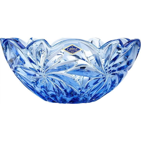Bohemia Crystal AU52670 11.25" Bowl «FLORA» 28 cm, Decorative Bowl, Fruit Bowl, Centerpiece, Blu