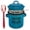 Blue, variant on Enamel Bacons Fat Grease Collector Jar with Strainer and Silicone Spatula Tool