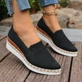 thumbnail image 4 of Knit Mesh Loafers for Women Pointed Toe Wedge Espadrilles Breathable Slip on Casual Work Dress Shoes Walking Shoes Black Size 10.5, 4 of 7