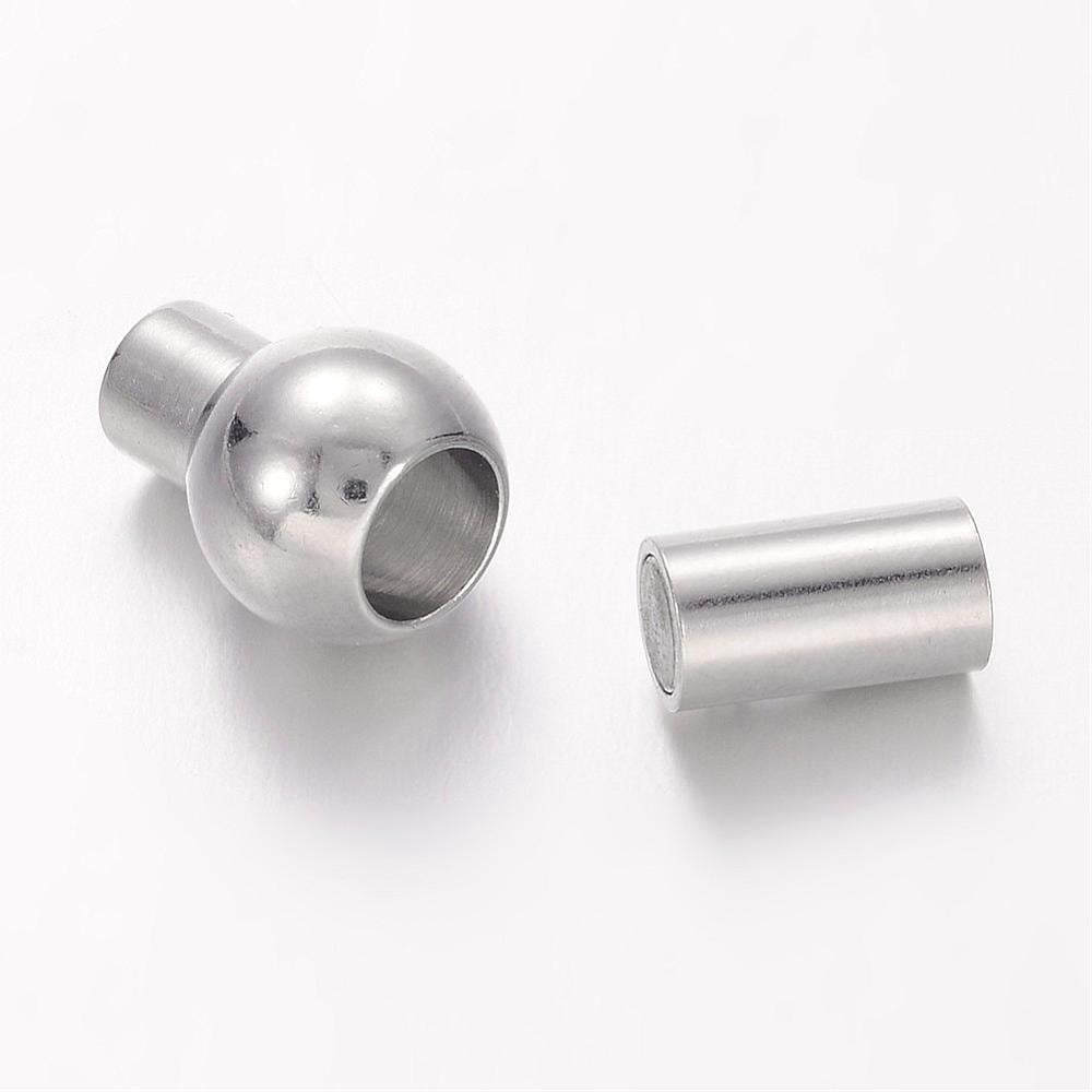 100 set Brass Magnetic Clasps with Glue-in Ends Nickel Free Oval Platinum 17x8.5mm Hole: 4mm
