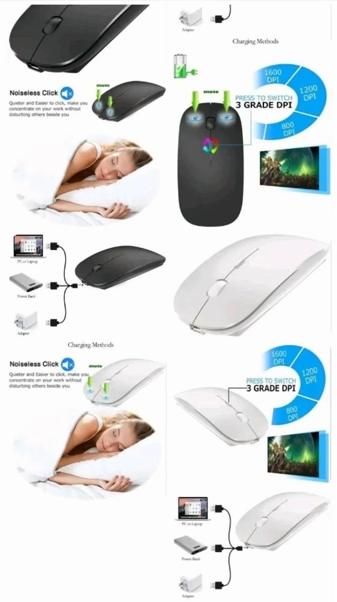 Wireless Bluetooth Dual Mode Mouse Rgb Rechargeable Mice For Computer Laptop