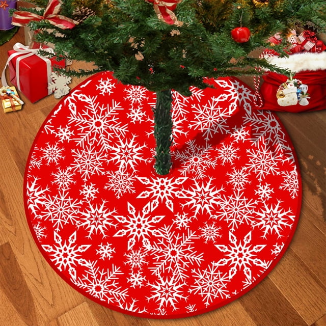 Wzzjkit Christmas Decorations 35 In Christmas Tree Skirt with Delicate Print Christmas Tree Bottom Decoration