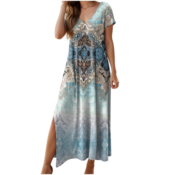 Vestido de Manga Corta para las Mujeres, Vestido Casual de Manga Corta con Cuello en V Hecha de Poliéster Cómodo para la Fiesta, Vestido Sexy para las Mujeres