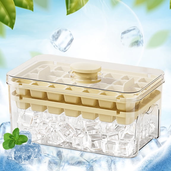 Push Tray, Tray with Lid and Storage Bin for Freezer, Easy Release Silicone Mold with Scoop for Home Kitchen Cocktail Party, BPA-Free