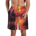 thumbnail image 1 of Fotbe Sunset River Western Cowboy Trajes de Baño Estampados para Hombre, Shorts de Verano de Secado Rápido, Ropa de Playa, Bañadores-Small, 1 of 6