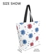thumbnail image 4 of Open Top Canvas Tote Bag with Zipper Reusable Shopping Bag 13.5x15" Roomy Carryall Stars and Stripes Puttern Flower, 4 of 9