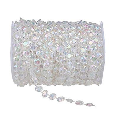 Clear Iridescent 99 ft Clear Crystal Like Beads by The roll - Wedding Decorations
