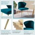 thumbnail image 3 of Home Velvet Dining Chairs Set of 2 Upholstered Wingback Accent Side Chairs Metal Legs Living Room Kitchen Teal, 3 of 8