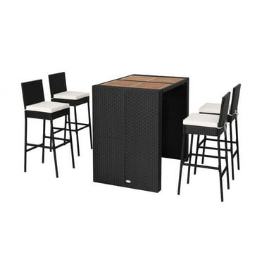 Spaco 5 Pieces Patio Acacia Wood Dining Set, Furniture Conversation Sets, Coffee Table for Garden, Poolside, Backyard