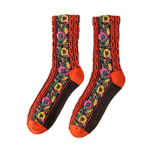 Womens Winter Socks Socks Women's and Winter New Short Socks Women's Embossed Pattern Retro Multi Functional Medium Socks, Perfect Gift Winter Socks for Kids