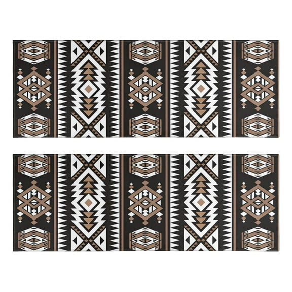 Kitchen Rugs Sets Of 2,Brown Triangular Geometric Pattern Anti Fatigue Kitchen Mat Rugs Non Slip Washable,Decorative Kitchen Floor Mats for Kitchen,Sink,Laundry,17"X47"