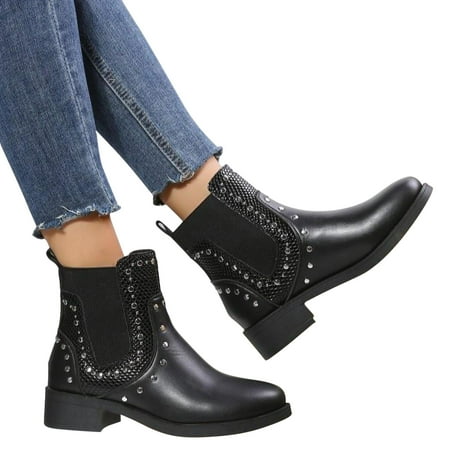 

Mother s Day POROPL Womens Fall Ankle Boots Plus Size Autumn Winter Ankle Fall Booties for Lady Black Size 36(US:5.5)