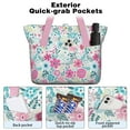 thumbnail image 2 of Tote Bag for Women - Pioneer Flower Shoulder Bag - Large Utility Work Duffle Bag with Zipper Handbag for Travel, Work, Sprots, 2 of 5