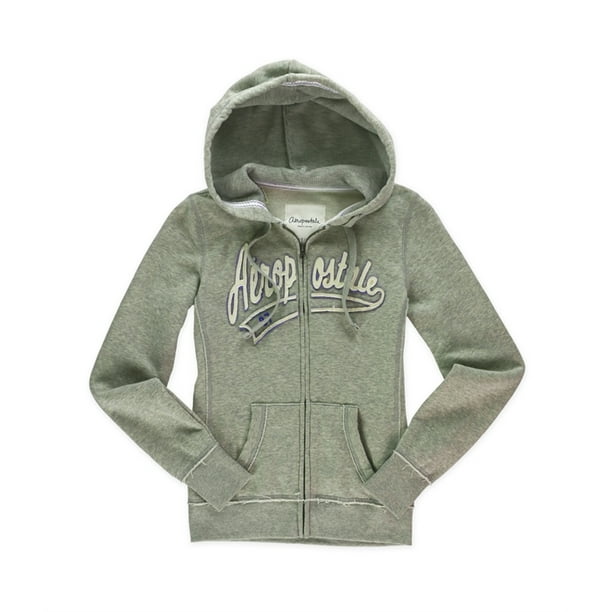 Sudadera con capucha Aeropostale para mujer con texto elegante gris extragrande