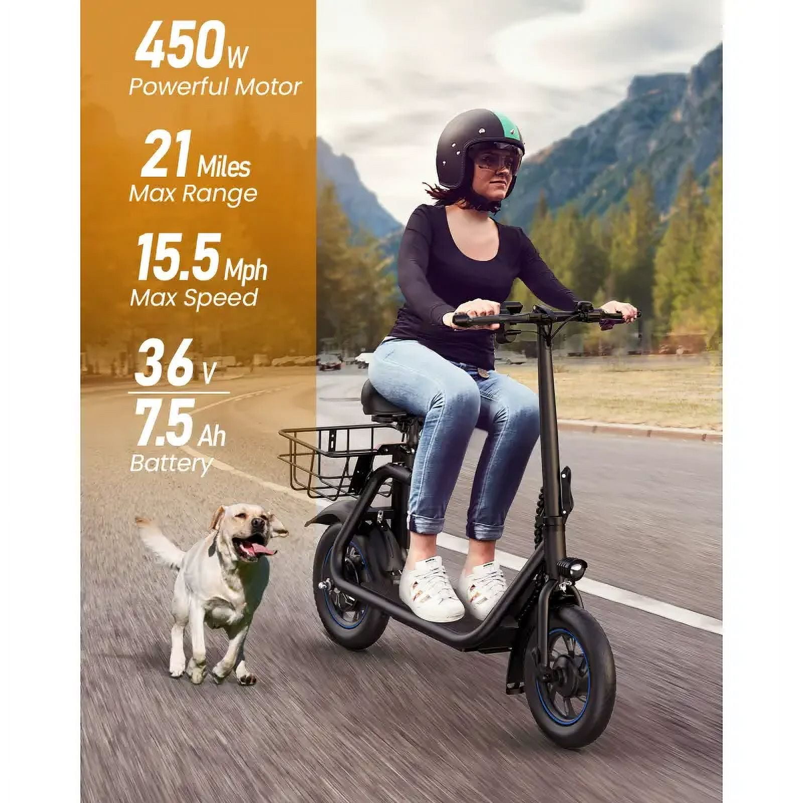 KEESTP 12" 450W Electric Bike with Basket 15.5MPH 21 Miles Electric Bicycle Conversion Kits