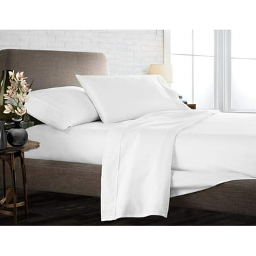 Twin-XL Size 4Pcs Sheet Set - White Solid Sateen Weave for Soft & Silky 100% Egyptian Cotton 800 Thread Count 18" Inch Deep Pocket Bed Sheets
