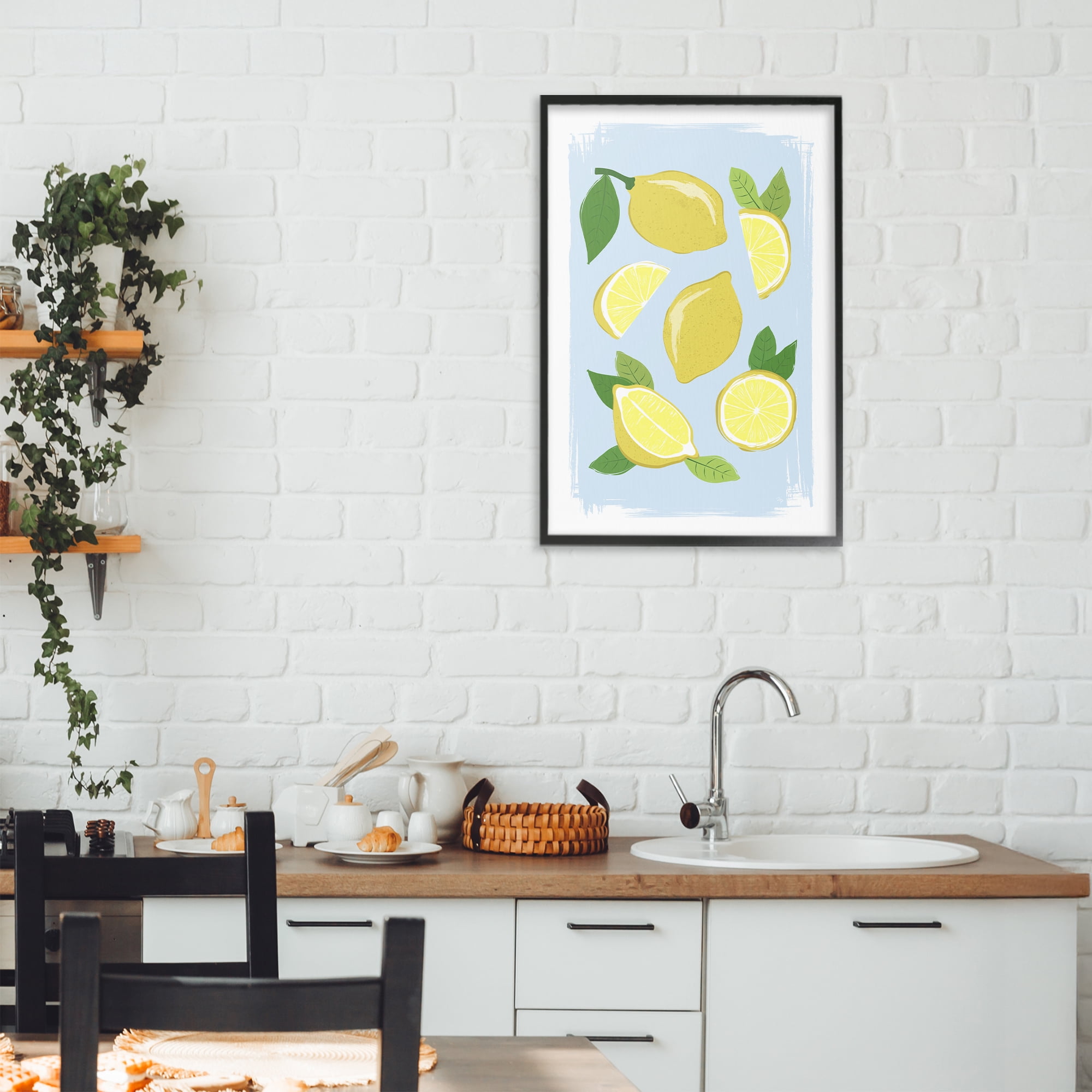 Stupell Industries Pastel Summer Lemons Black Framed Giclee Art, design by Martina Pavlova