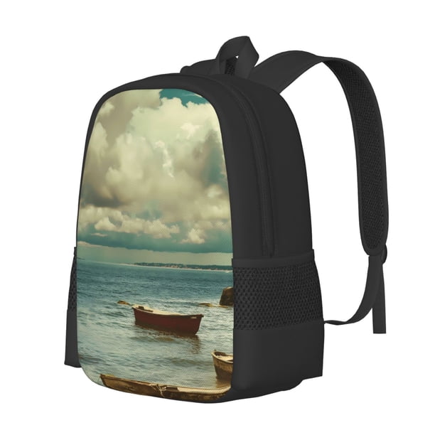 Easygdp Serene Coastal Blue Sky Mochila de Gran Capacidad Minimalista Ideal para Escuela, Viajes y Uso Diario