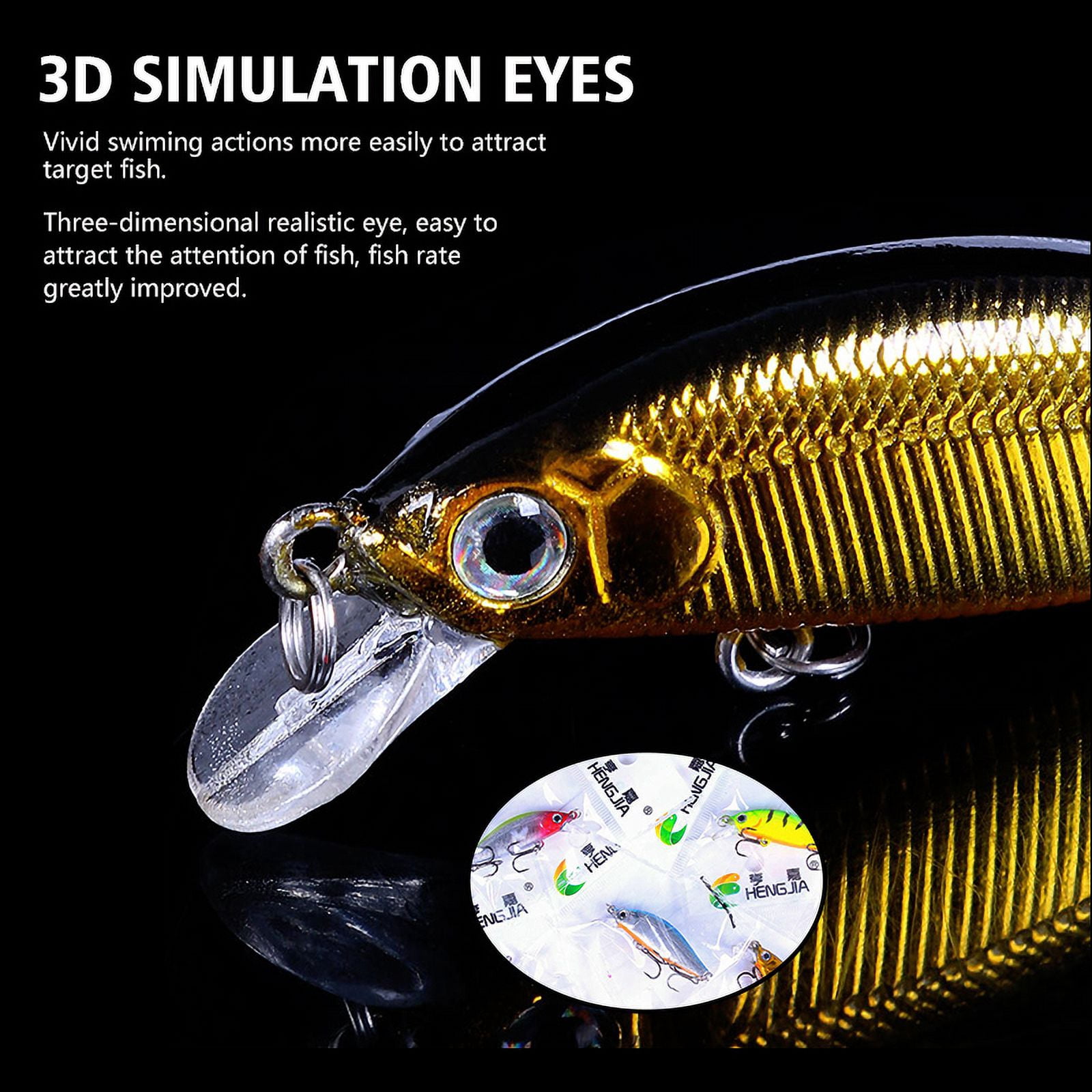 HENGJIA Fishing Lures Hard Bait Minnow VIB Lure with Treble Hook Life-Like Swimbait Fishing Bait Popper Crankbait Sinking Lure for Trout Bass Walleye Redfish, 6PCS
