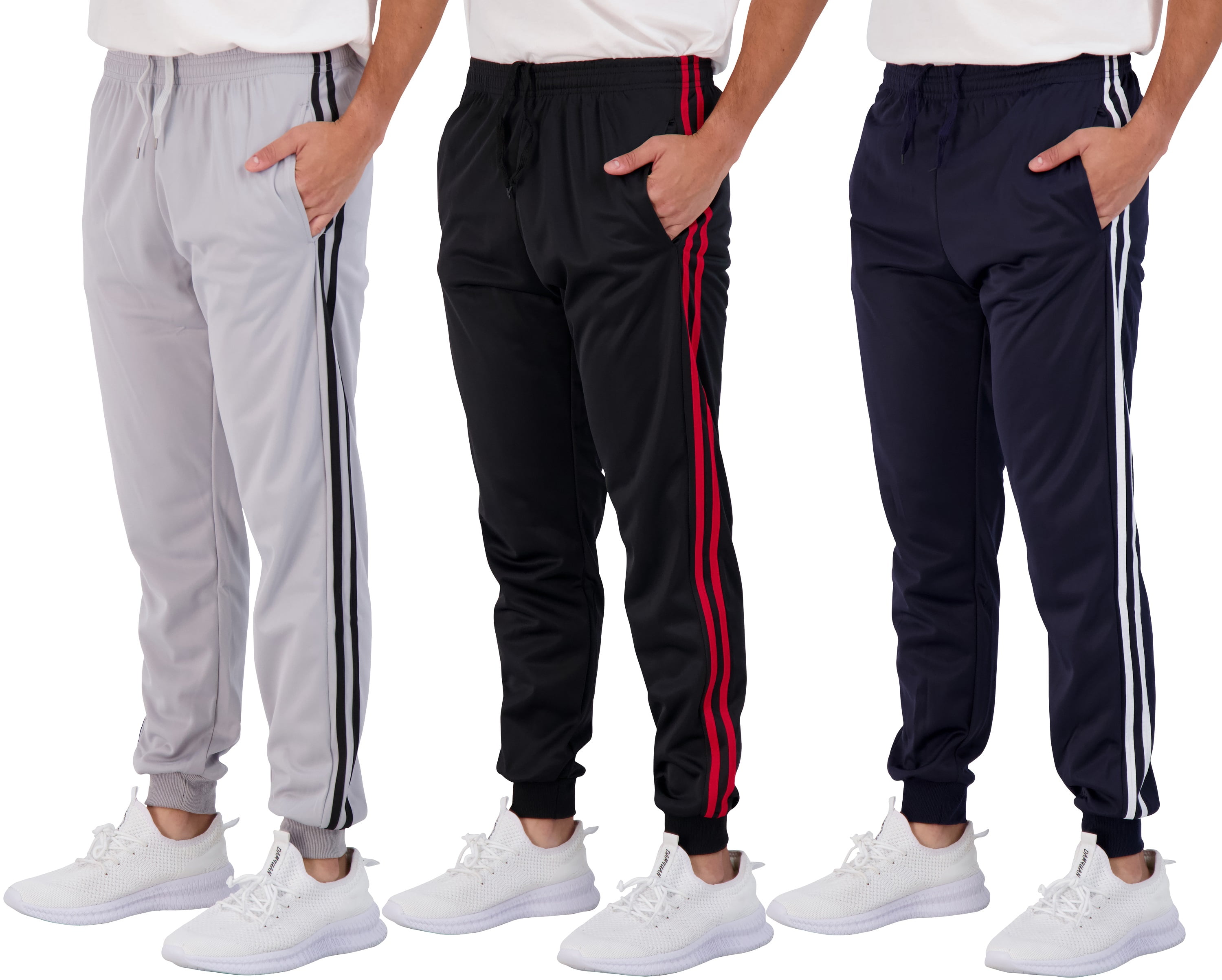 3 Pack: Men's Active Athletic Casual Jogger Sweatpants with Pockets ...