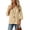 Khaki, variant on Hurxie 3/4 Length Sleeve Womens Tops Cotton Linen Shirts V Neck Loose Fit Casual Blouses Early Fall Fashion Clothes White,XXL